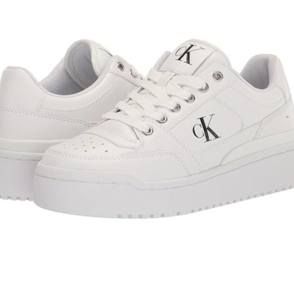 Calvin Klein Alondra White Platform Sneaker Sz 8.5